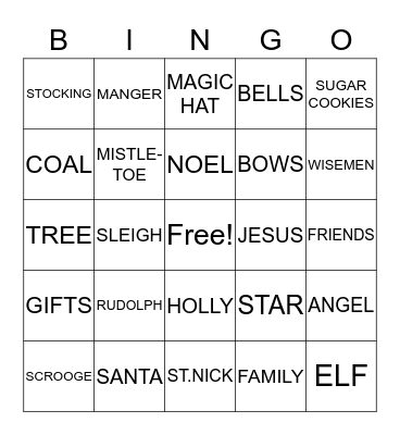 REINDEER GAMES BINGO Card