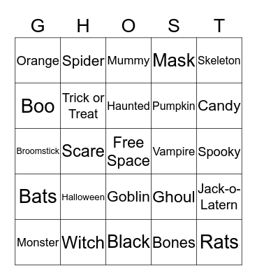 Halloween Bingo Card