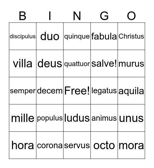 LC Lesson 6-8** Bingo Card
