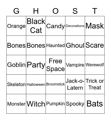Halloween Bingo Card