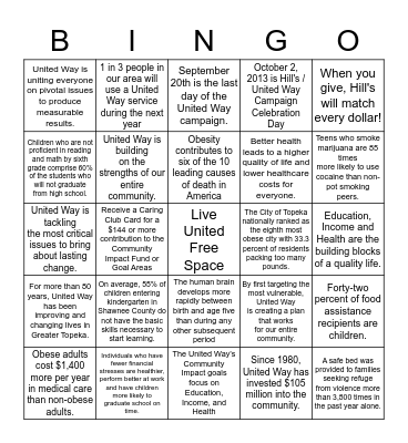 United Way Bingo  Bingo Card