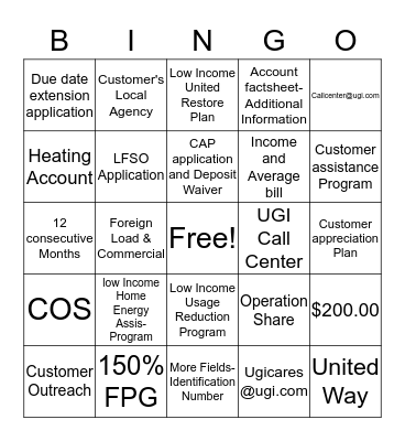 Customer Outreach Bingo Card