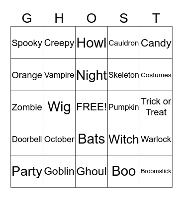 Halloween Bingo Card