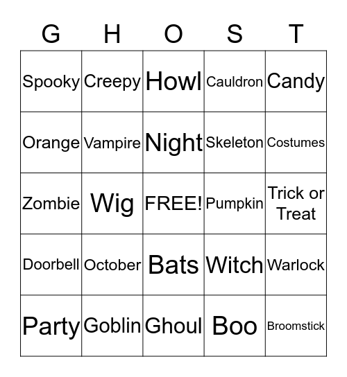 Halloween Bingo Card