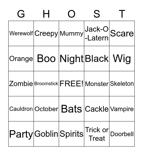 Halloween Bingo Card