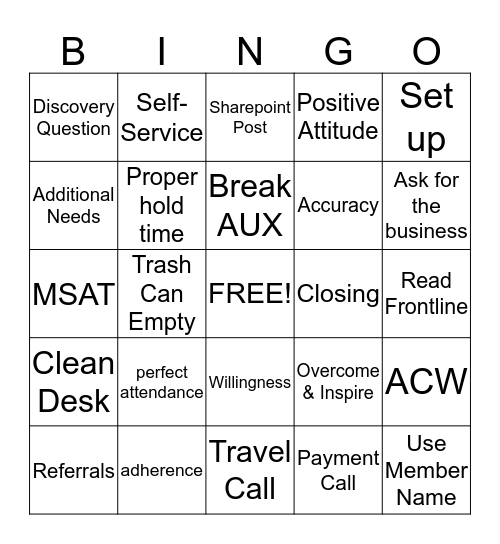 Team Dixon Bingo Card