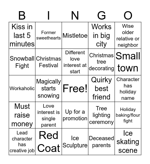 Hallmark Christmas Movie Bingo Card