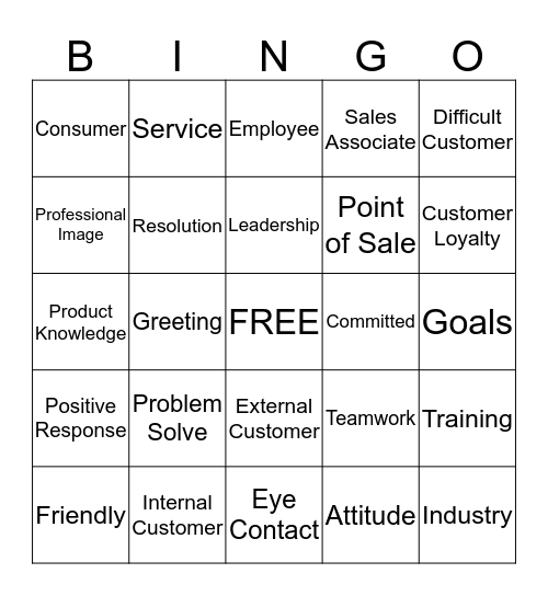 Customer Service BINGO  Bingo Card