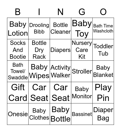 Oh Baby Baby Bingo!! Bingo Card