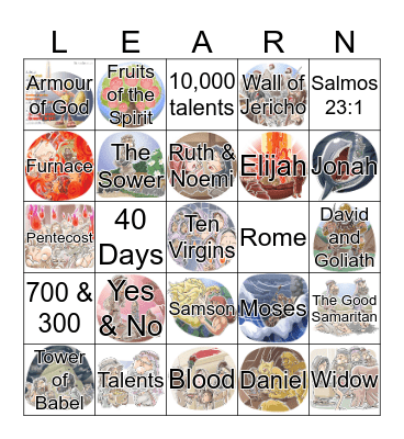 Bible LEARN Bingo Card