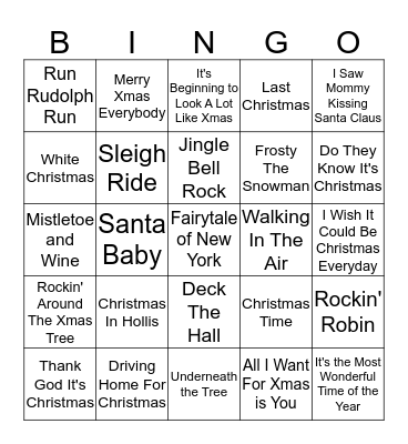 Mash Tun Musical Bingo - Xmas Round Bingo Card