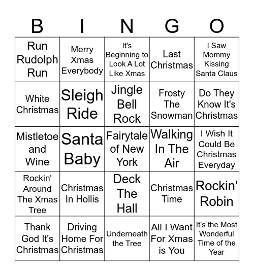 Mash Tun Musical Bingo - Xmas Round Bingo Card