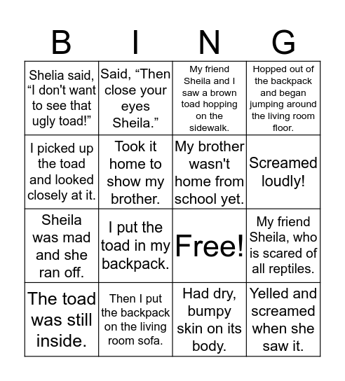 Fragment or Sentence?? Bingo Card