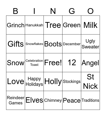 JC Ehrlich Holiday Bingo Card