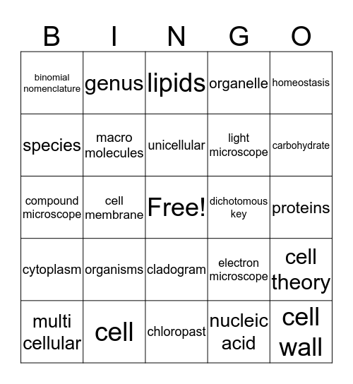 life science bingo  Bingo Card