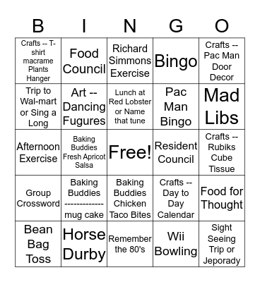 Activity BINGO Card