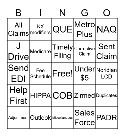 Integra Fun Day Bingo Card