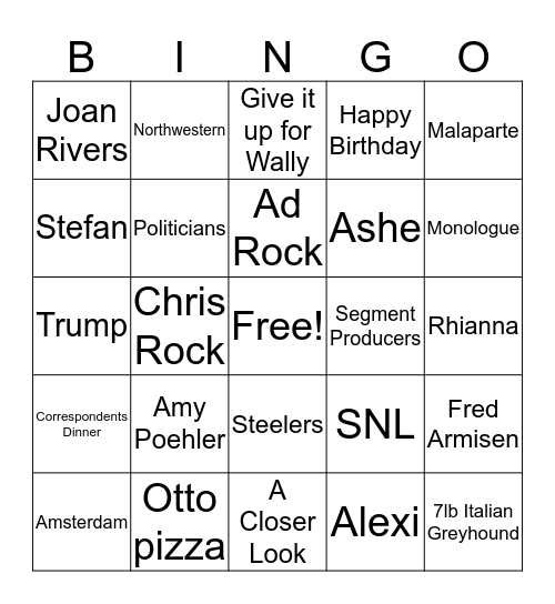 Almost home... Bingo Card