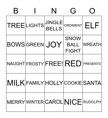 Merry Christmas!!! Bingo Card
