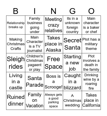 Hallmark Christmas Movies 2 Bingo Card