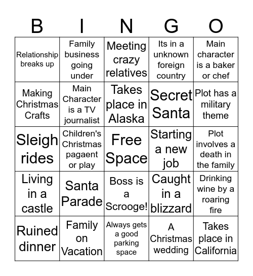 Hallmark Christmas Movies 2 Bingo Card