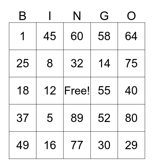 Untitled Bingo Card