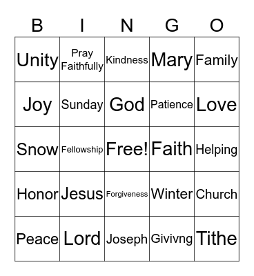 Holiday Bingo Card