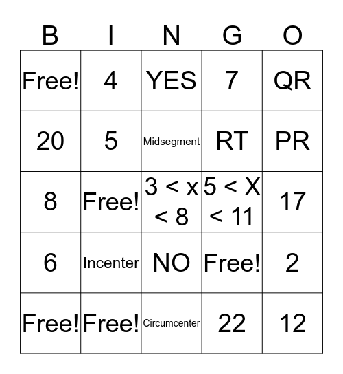 CH 5 Review Bingo Card