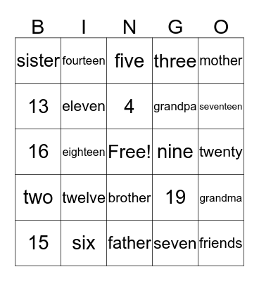 Bingo! Bingo Card