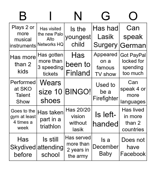 Palo Alto Networks Bingo Card