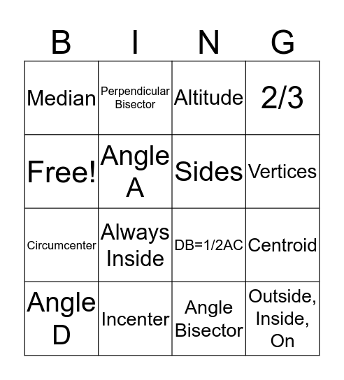 Chapter 5 Vocab Review Bingo Card