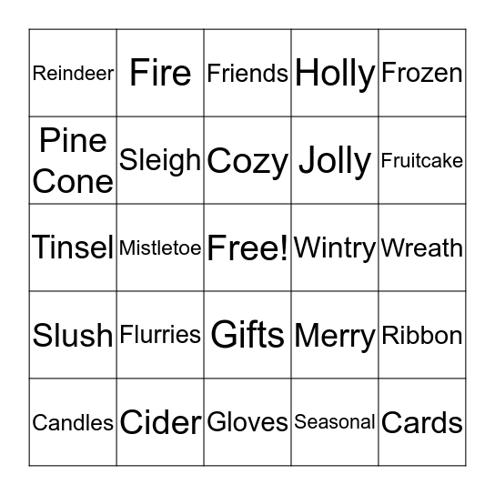 PSD Holiday Bingo 2017 Bingo Card