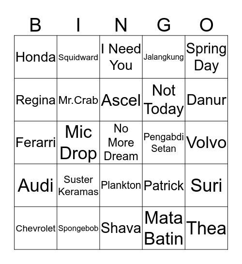 Punya Shava Bingo Card