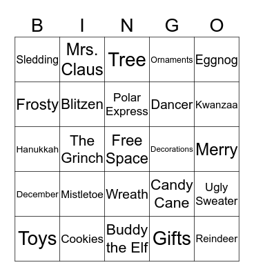 Holiday Bingo Card