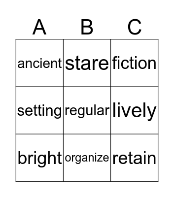 Vibrant Vocabulary Bingo Card