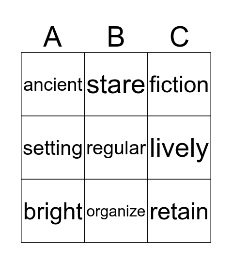 Vibrant Vocabulary Bingo Card