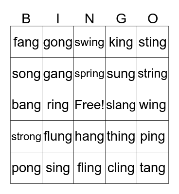 ng bingo Card