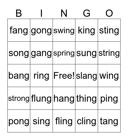 ng bingo Card