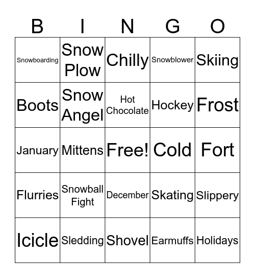 Winter bingo Card