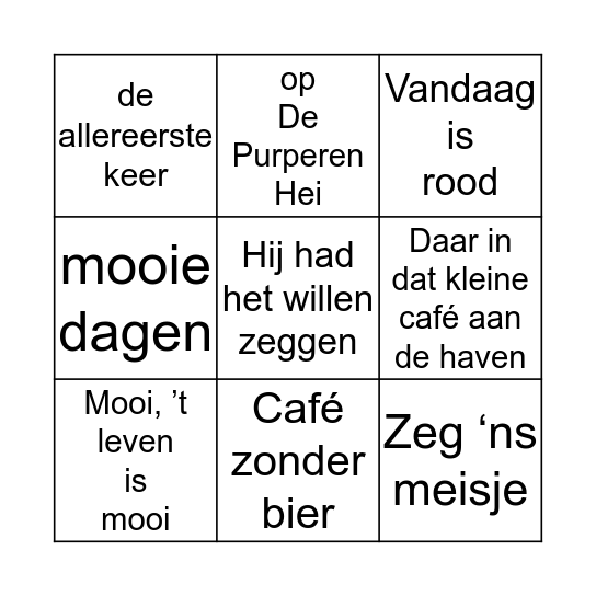 NL Klassiekers Bingo Card