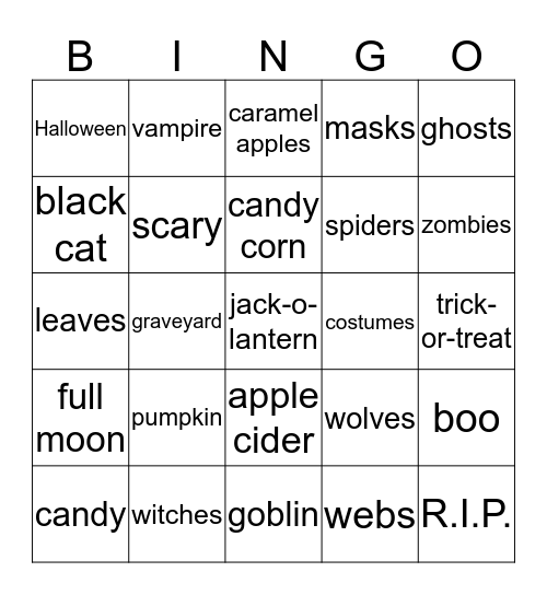 Halloween BINGO! Bingo Card