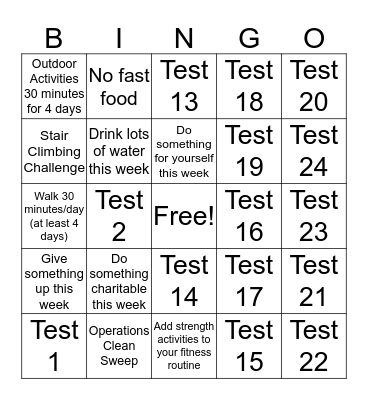 HealthSmart Wellness Bingo Card