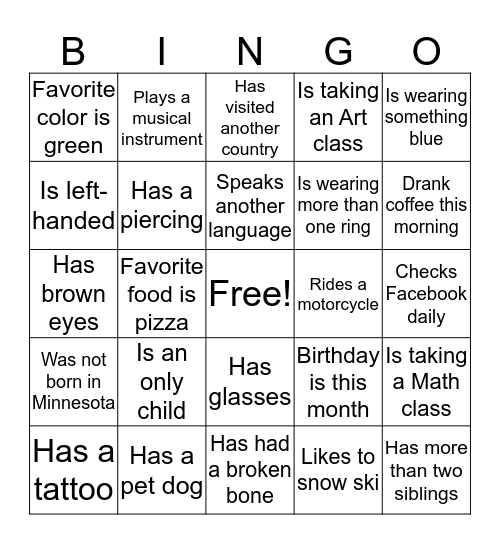 FIND SOMEONE WHO.....BINGO Card