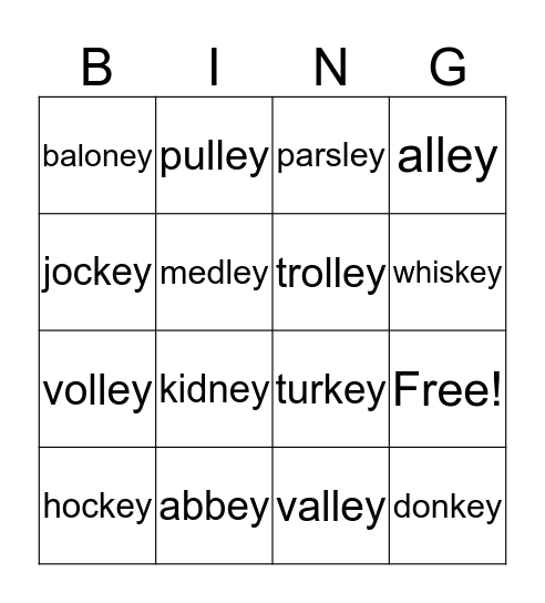 ey bingo Card