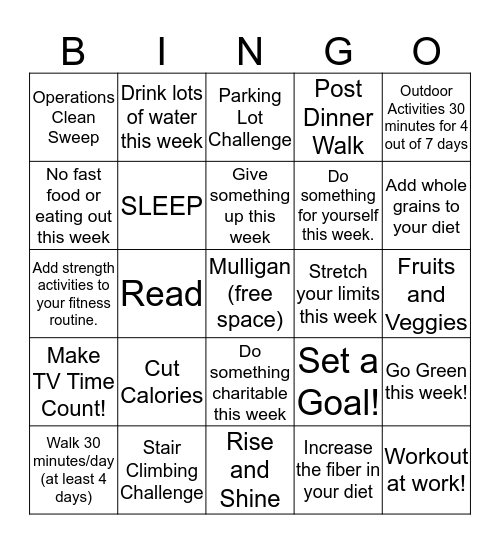 HealthSmart Wellness Bingo (1/15/2018 to 2/14/2018) Bingo Card