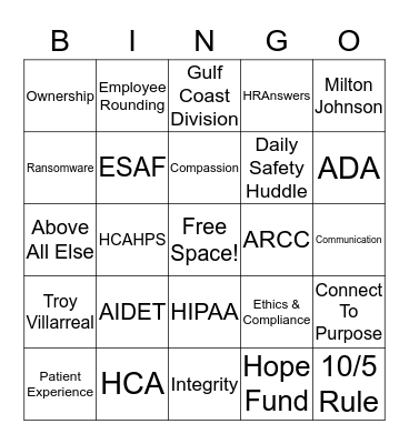 Market Orientation Bingo Card