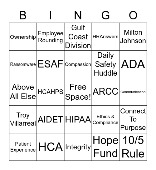 Market Orientation Bingo Card