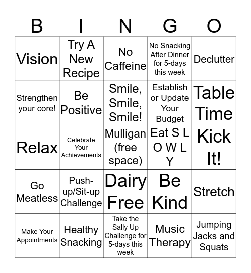 HealthSmart Wellness Bingo (3/15/2018 to 4/14/2018) Bingo Card