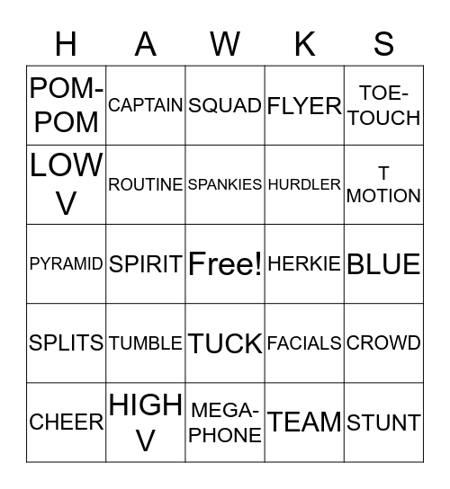 HAWKS Bingo Card