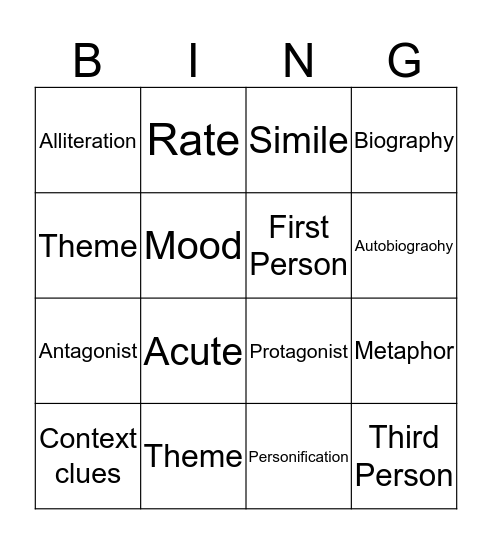 Ela Bingo Card